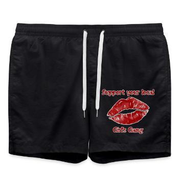 "Support your local Girl's Gang" - Motiv - Badeshorts - Schwarz - Vorne - AI Model Male 185 light (185cm)