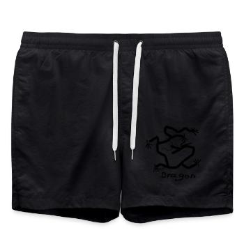 Skizze_chinesischer Drache - Badeshorts - Schwarz - Vorne - AI Model Male 185 light (185cm)