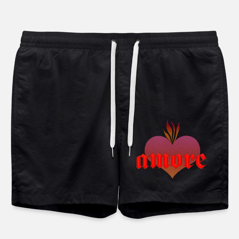 amore mit brennendem Herz - Badeshorts - Schwarz