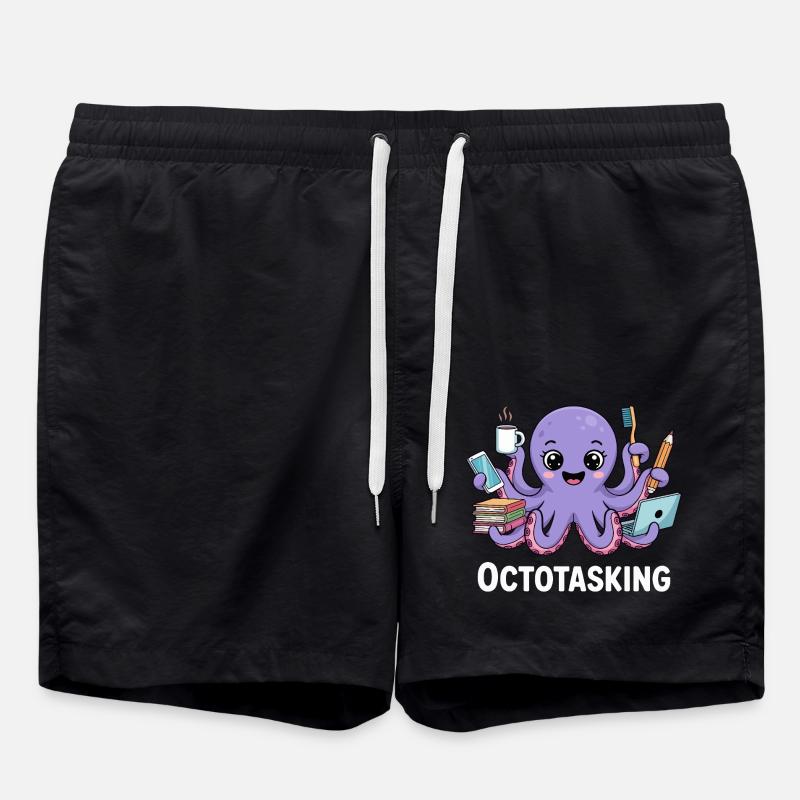 Octotasking Krake im Multitasking Modus - Badeshorts - Schwarz