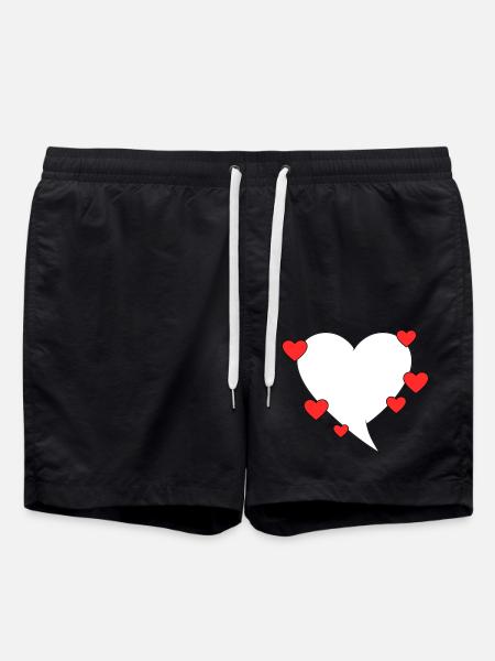 Speech bubble with hearts - Swim Trunks - black