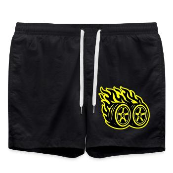 Flamme de pneu de voiture - Short de bain - noir - Devant - AI Model Male 185 light (185cm)