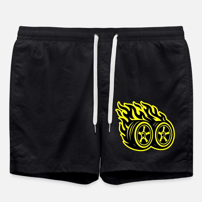 Car Tire Flame - Swim Trunks - black