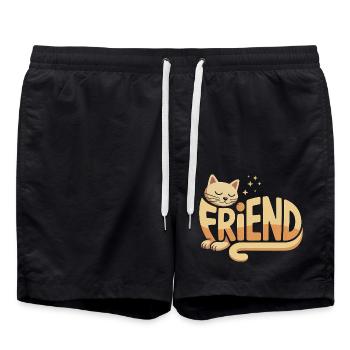 Katzenfreund - Niedliches Katzenlogo - Badeshorts - Schwarz - Vorne - AI Model Male 185 light (185cm)