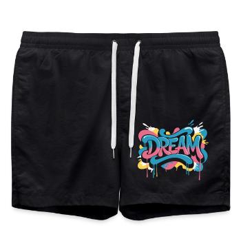 Un design de graffiti DREAM plein de couleurs et de motivation - Short de bain - noir - Devant - AI Model Male 185 light (185cm)