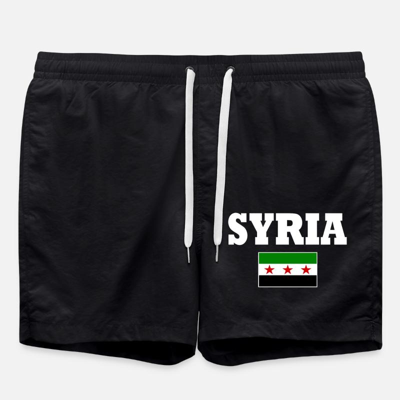 Syria Flag - Swim Trunks - black