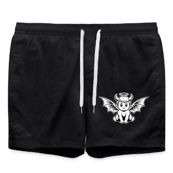 Angel Devil Baby Child Halo Horns Wings - Swim Trunks - black - Front - AI Model Male 185 light (185cm)