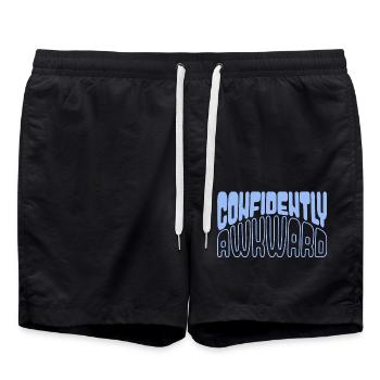 Confidently awkward in blue - Swim Trunks - black - Front - AI Model Male 185 light (185cm)