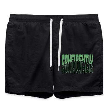 Confidently awkward in green - Swim Trunks - black - Front - AI Model Male 185 light (185cm)