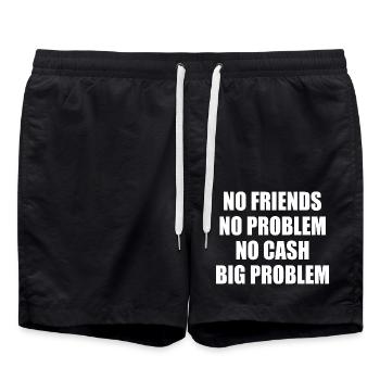 no friends no problem no cash big problem - Badeshorts - Schwarz - Vorne - AI Model Male 185 light (185cm)