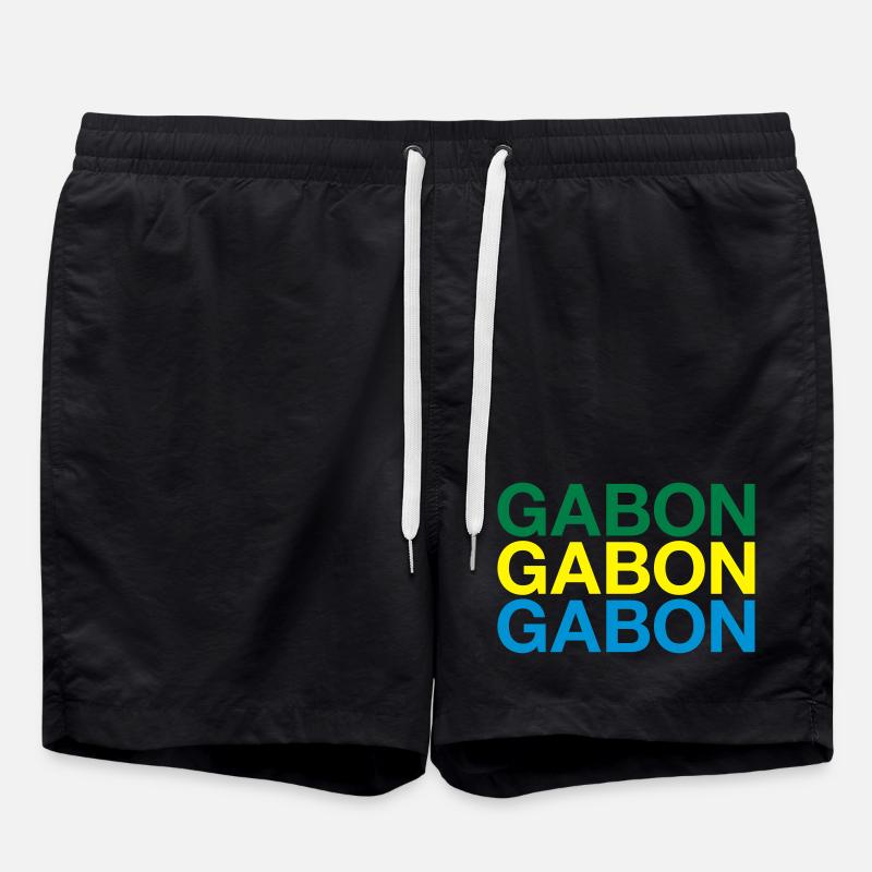 Drapeau GABON - Short de bain - noir