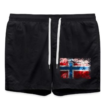 Norwegische Flagge - Badeshorts - Schwarz - Vorne - AI Model Male 185 light (185cm)
