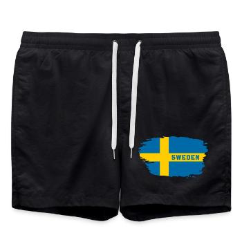Schweden Flagge / Geschenk Skandinavien Stockholm - Badeshorts - Schwarz - Vorne - AI Model Male 185 light (185cm)
