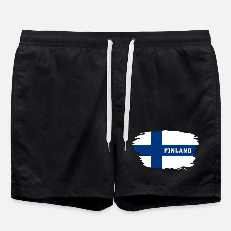 Finland Flag / Gift Helsinki Scandinavia - Swim Trunks - black