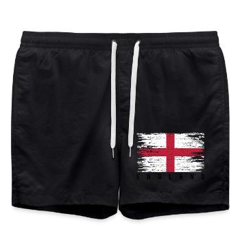 Distressed English Cross - Swim Trunks - black - Front - AI Model Male 185 light (185cm)