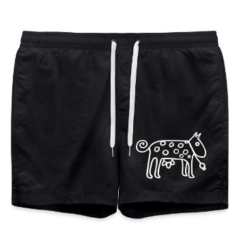 Cow with spots and bell - Swim Trunks - black - Front - AI Model Male 185 light (185cm)