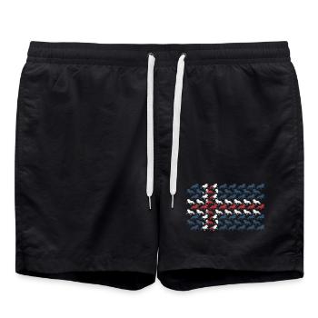 Tricolor horses in a repeating pattern - Swim Trunks - black - Front - AI Model Male 185 light (185cm)