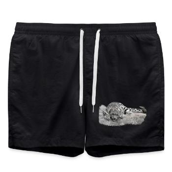 geschenke raubkatzenliebhaber, Schneeleopard Junge - Badeshorts - Schwarz - Vorne - AI Model Male 185 light (185cm)