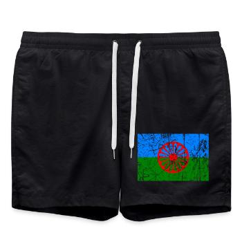 Flagge der Roma oder Styago le Romengo - Badeshorts - Schwarz - Vorne - AI Model Male 185 light (185cm)