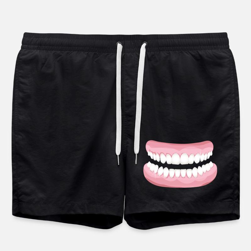 strahlendes Gebiss mit blitzsauberen Zähnen - Badeshorts - Schwarz