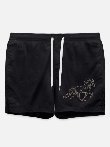 Edles Islandpferd im Tölt 7 - Badeshorts - Schwarz