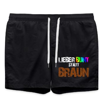 Lieber Bunt Statt Braun - Badeshorts - Schwarz - Vorne - AI Model Male 185 light (185cm)