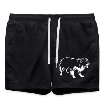 Border Collie "Black Edition" - Swim Trunks - black - Front - AI Model Male 185 light (185cm)