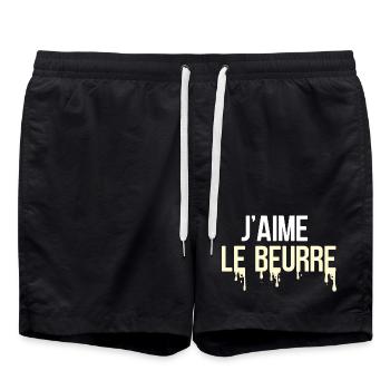 J'aime le beurre, cuisine française - Short de bain - noir - Devant - AI Model Male 185 light (185cm)