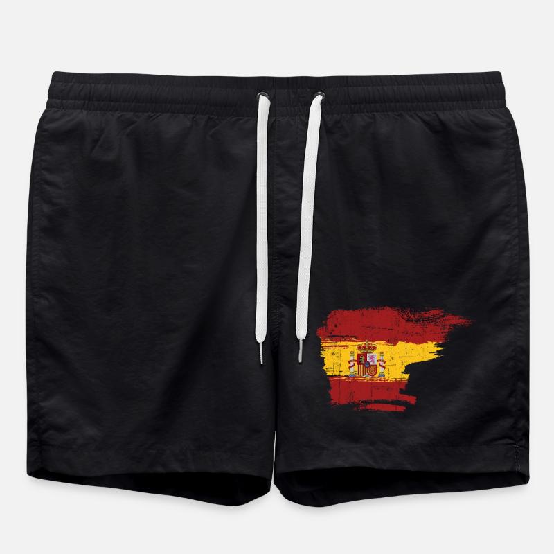 Spain Flag Brushstroke Crest - Swim Trunks - black