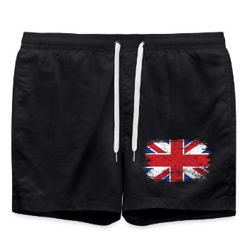 Pinselstrich Union Jack Flagge - Badeshorts - Schwarz - Vorne - AI Model Male 185 light (185cm)