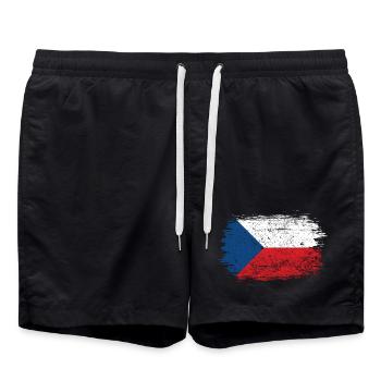 Brushstroke Czech Flag - Swim Trunks - black - Front - AI Model Male 185 light (185cm)