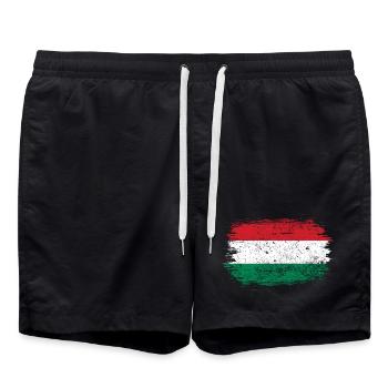 Hungarian Brush Flag Art - Swim Trunks - black - Front - AI Model Male 185 light (185cm)
