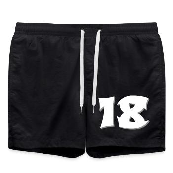 volljährig, 18 schattiert, erwachsen sein - Badeshorts - Schwarz - Vorne - AI Model Male 185 light (185cm)