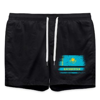 Design de drapeau vintage du Kazakhstan - Short de bain - noir - Devant - AI Model Male 185 light (185cm)