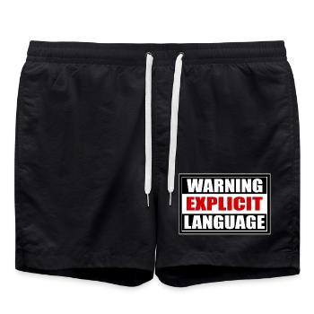 Achtung grobe Sprache - Badeshorts - Schwarz - Vorne - AI Model Male 185 light (185cm)