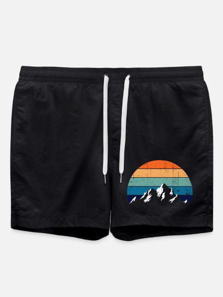 Retro Mountain Sunset Gradient - Badeshorts - Schwarz