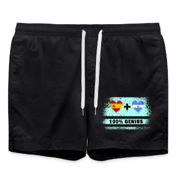 L’Espagne et le Salvador drapeaux 100 % géniaux - Short de bain - noir - Devant - AI Model Male 185 light (185cm)