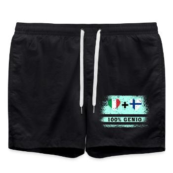 Italy and Finland 100% Engineer Flag - Swim Trunks - black - Front - AI Model Male 185 light (185cm)