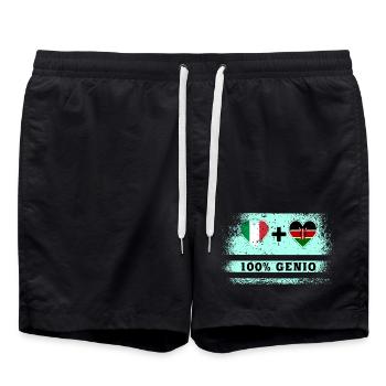 Italie et Kenya 100% drapeau de génie - Short de bain - noir - Devant - AI Model Male 185 light (185cm)