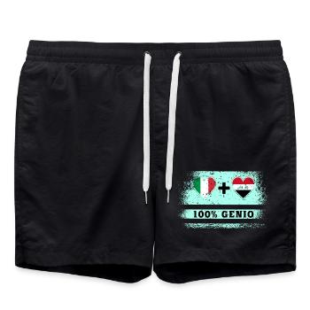 Italy and Iraq 100% genius flag - Swim Trunks - black - Front - AI Model Male 185 light (185cm)