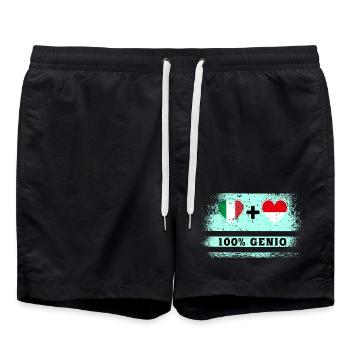 Italien und Indonesien 100% Flaggeningenieure - Badeshorts - Schwarz - Vorne - AI Model Male 185 light (185cm)