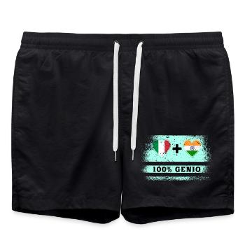 Drapeau de l’Italie et de l’Inde 100 % Genius - Short de bain - noir - Devant - AI Model Male 185 light (185cm)