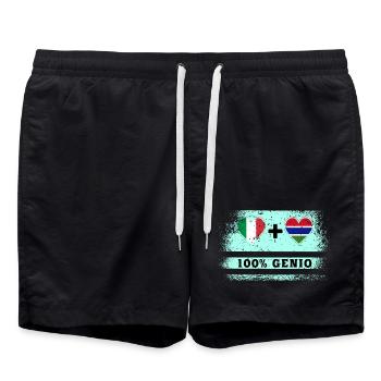 Italie et Gambie 100% drapeau de génie - Short de bain - noir - Devant - AI Model Male 185 light (185cm)