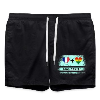 Drapeau France et Bolivie 100% génial - Short de bain - noir - Devant - AI Model Male 185 light (185cm)