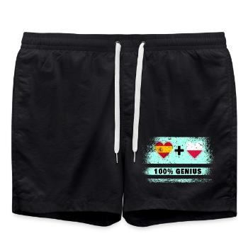 Spain and Poland flag 100% genius - Swim Trunks - black - Front - AI Model Male 185 light (185cm)