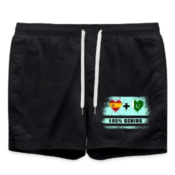Spain and Pakistan flag 100% genius - Swim Trunks - black - Front - AI Model Male 185 light (185cm)