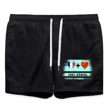 Drapeau France et Chine 100% génial - Short de bain - noir - Devant - AI Model Male 185 light (185cm)