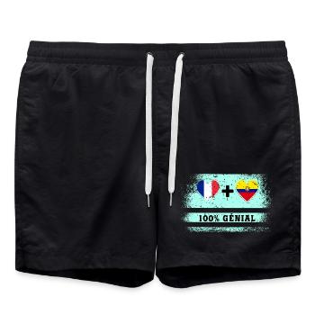 Flagge Frankreich und Ecuador 100% genial - Badeshorts - Schwarz - Vorne - AI Model Male 185 light (185cm)