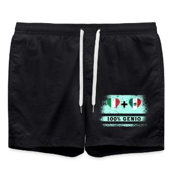 Italy and Mexico 100% genius flag - Swim Trunks - black - Front - AI Model Male 185 light (185cm)