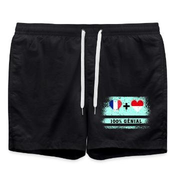Drapeau France et Indonésie 100% génial - Short de bain - noir - Devant - AI Model Male 185 light (185cm)